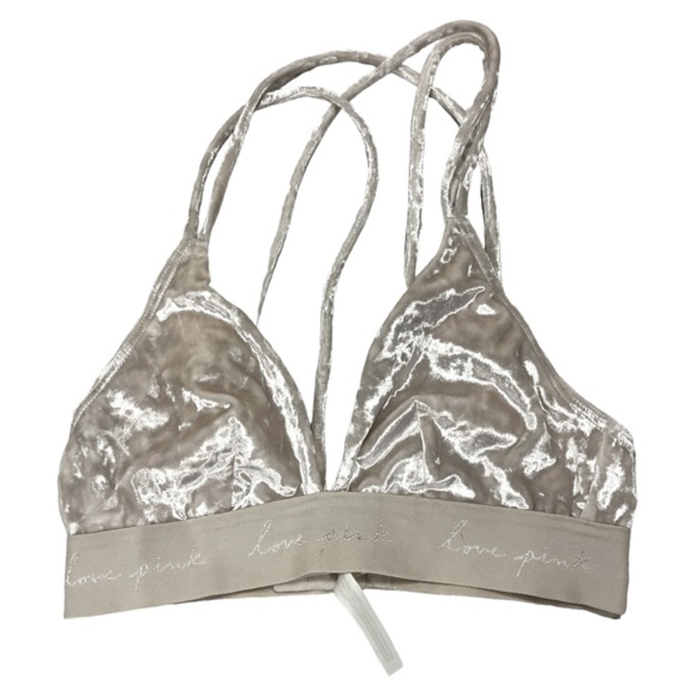 Vitoria Secret Pink Crushed Velvet White Bra XS